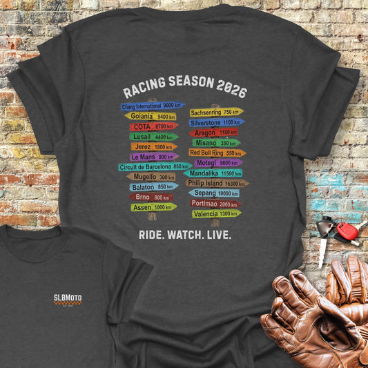 GP World Tour 2026 Back Print T-Shirt - Dark Heather