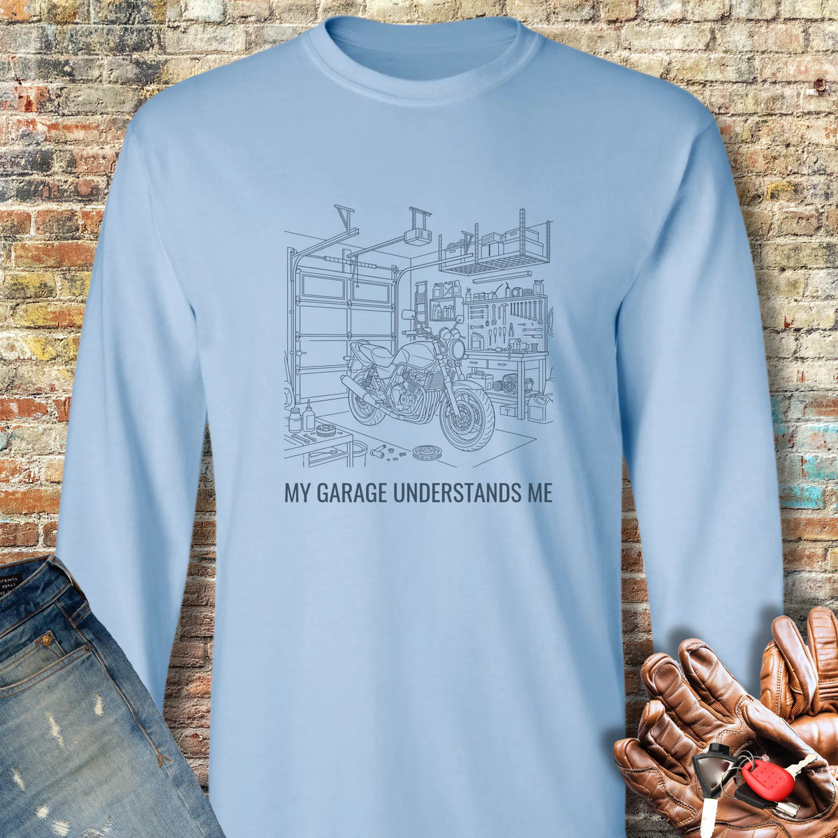 Garage Confessional Long Sleeve T-Shirt - Light Blue