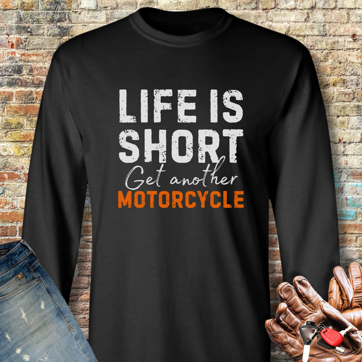 Get Another Motorcycle Long Sleeve T-Shirt - Black