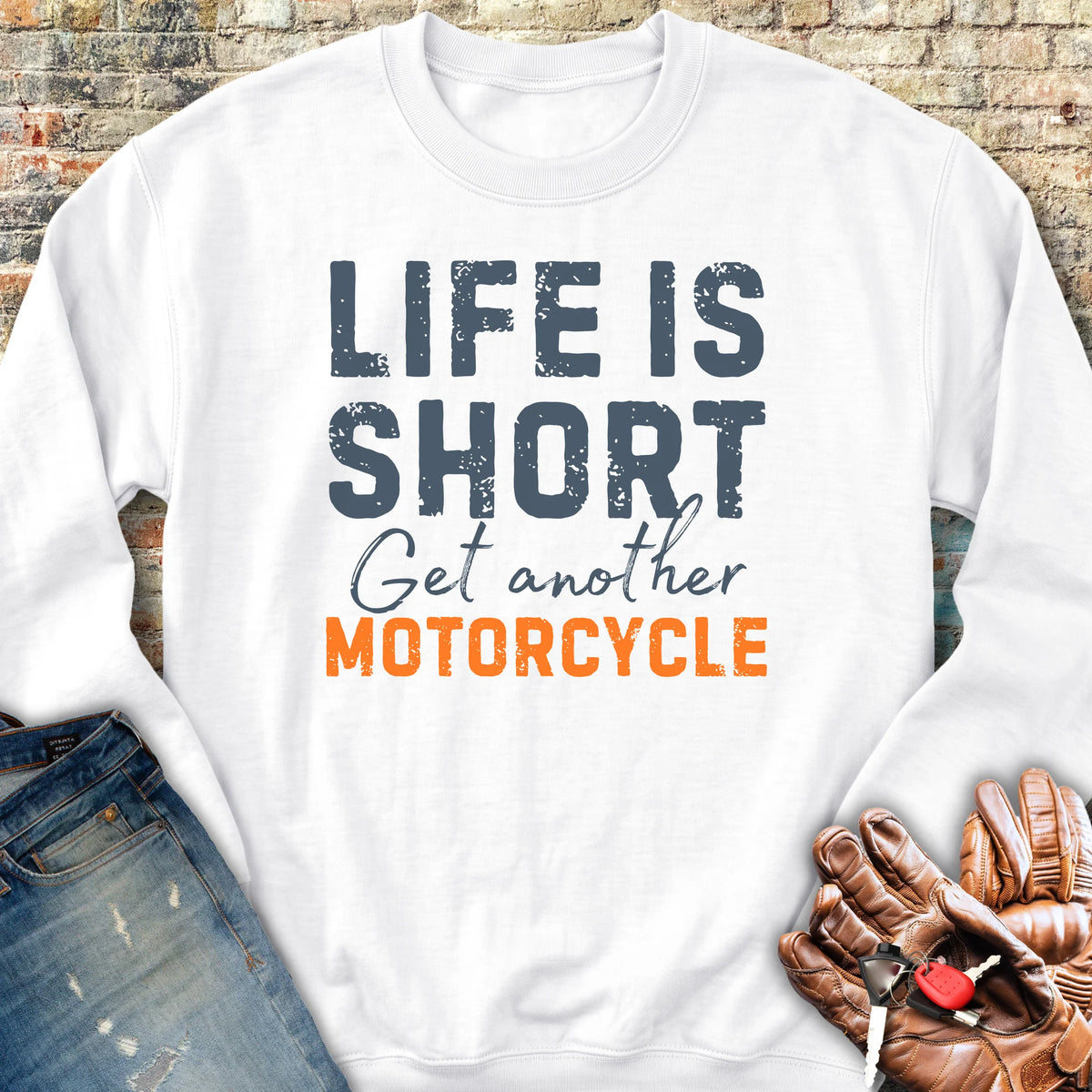 Get Another Motorcycle Sweatshirt - White