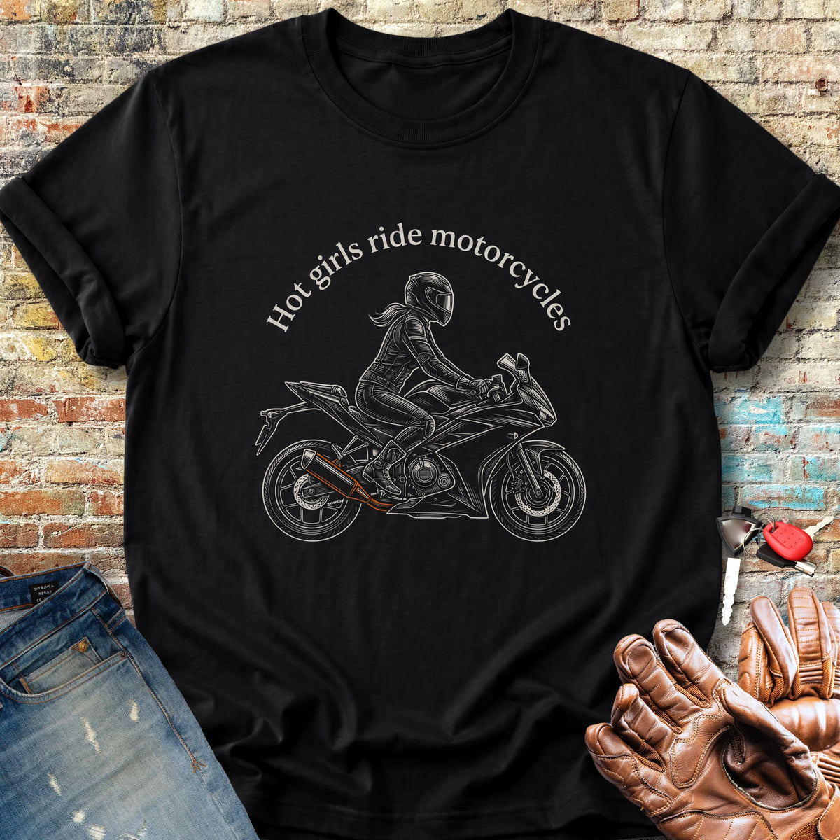 Girl On A Bike Classic T-Shirt - Black