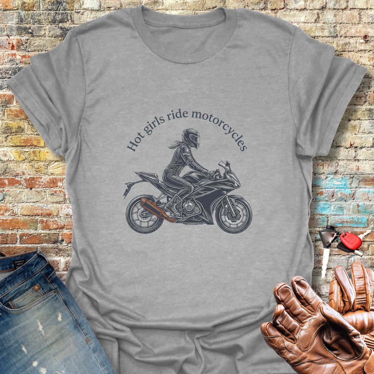 Girl On A Bike T-Shirt - Sport Grey