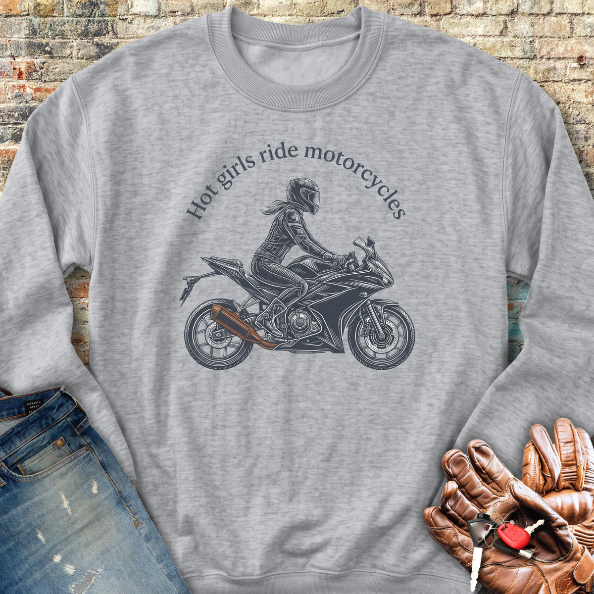Girl On A Bike Sweatshirt - Sport Grey