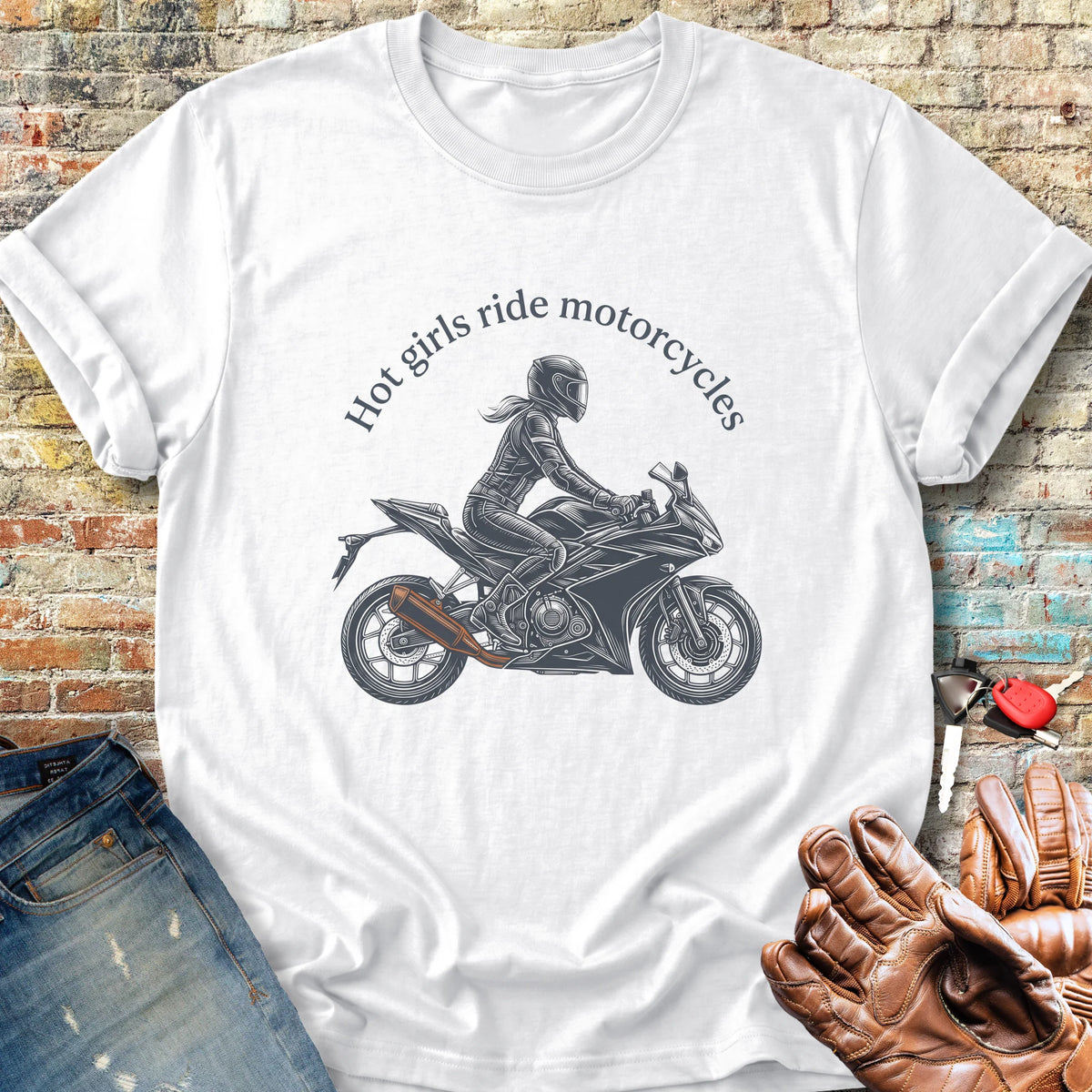 Girl On A Bike Classic T-Shirt - White