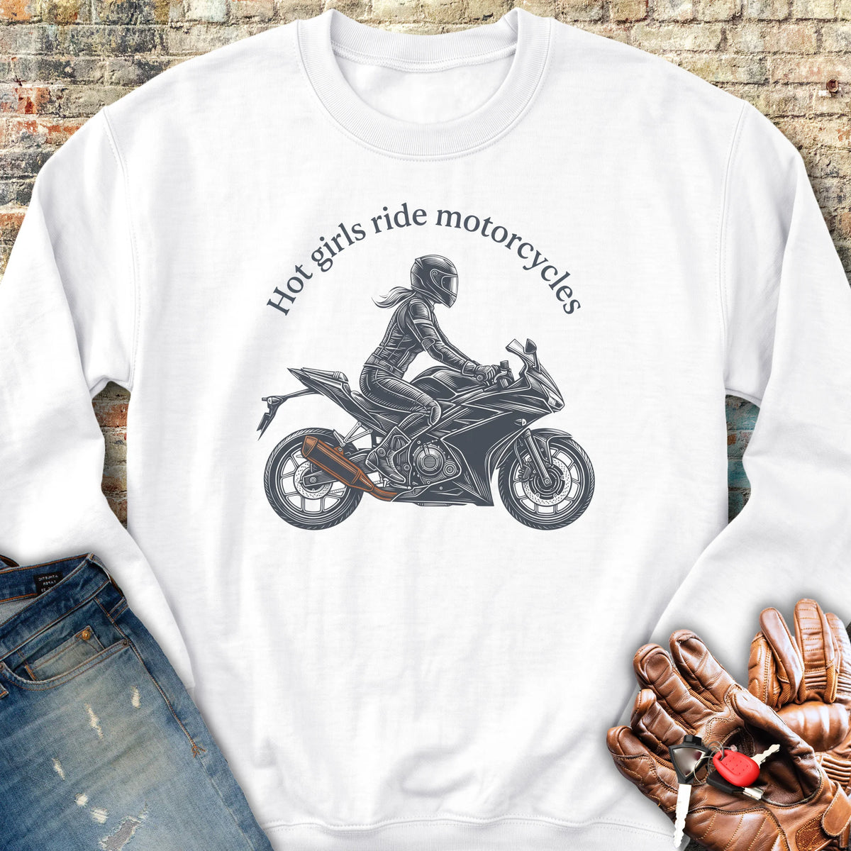 Girl On A Bike Sweatshirt - White