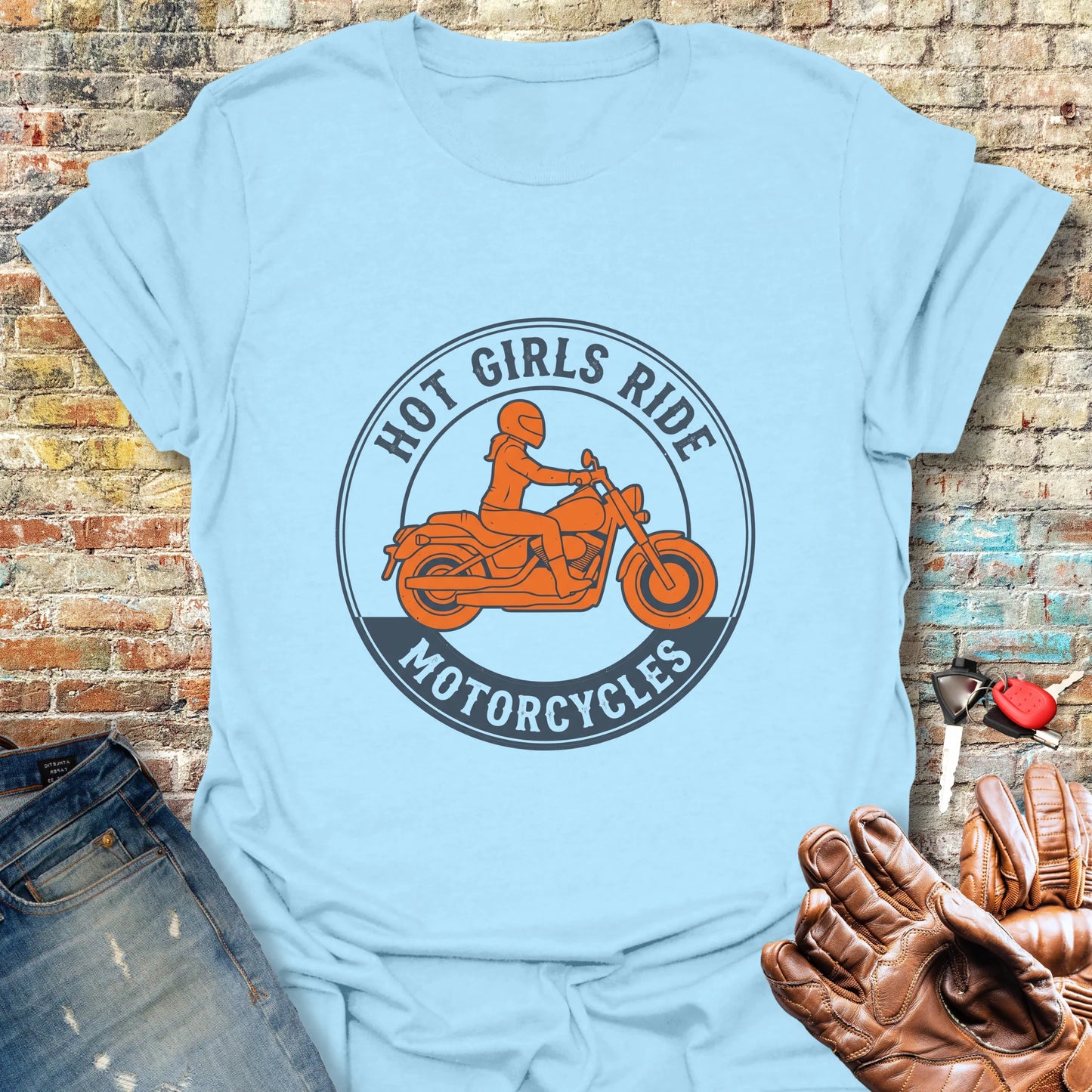 Girls Ride T-Shirt - Light Blue