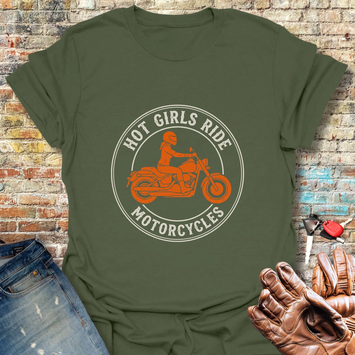 Girls Ride T-Shirt - Military Green