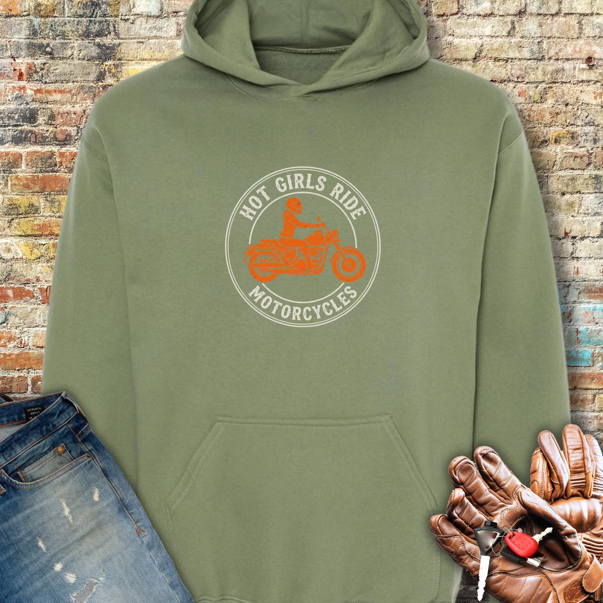 Girls Ride Hoodie - Military Green