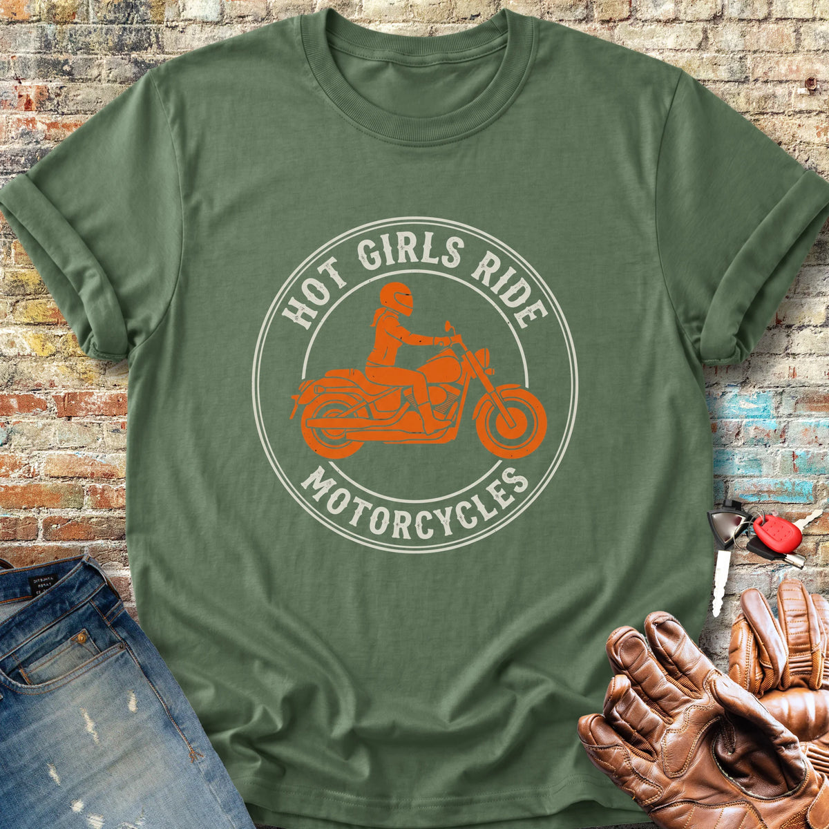 Girls Ride Classic T-Shirt - Military Green