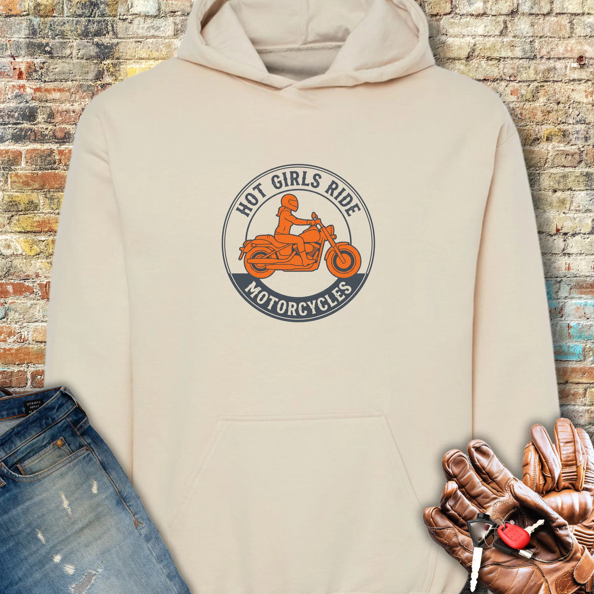 Girls Ride Hoodie - Sand