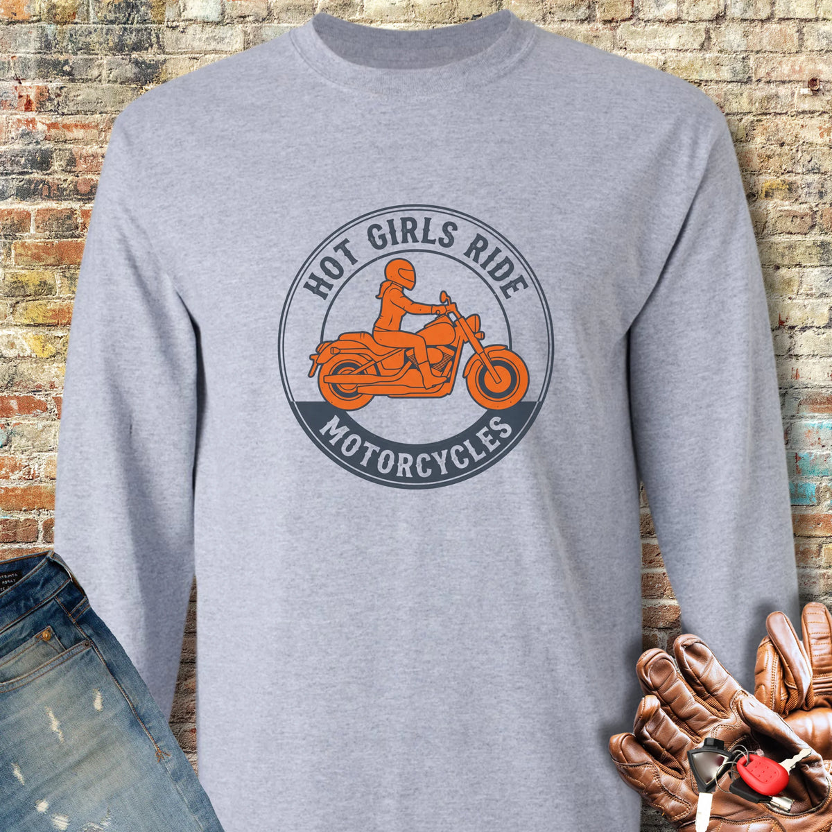 Girls Ride Long Sleeve T-Shirt - Sport Grey