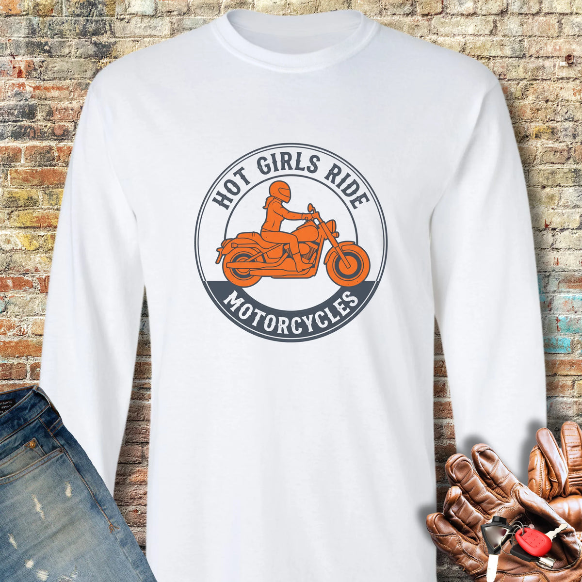 Girls Ride Long Sleeve T-Shirt - White