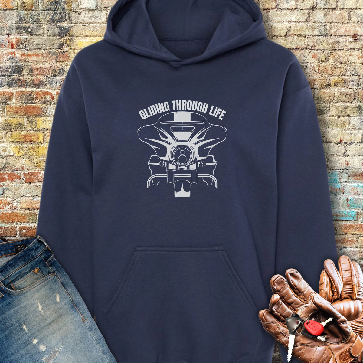 Gliding Through Life Hoodie - Navy