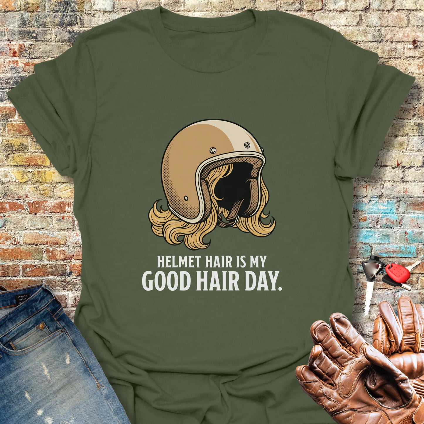Good Hair Day T-Shirt - Military Green