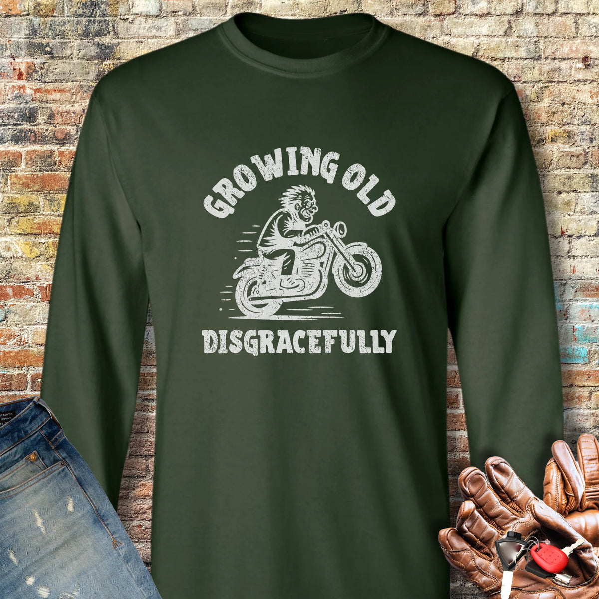 Growing Old Long Sleeve T-Shirt - Forest Green