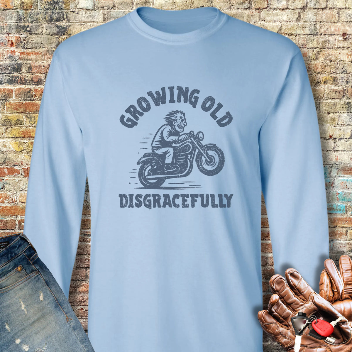 Growing Old Long Sleeve T-Shirt - Light Blue