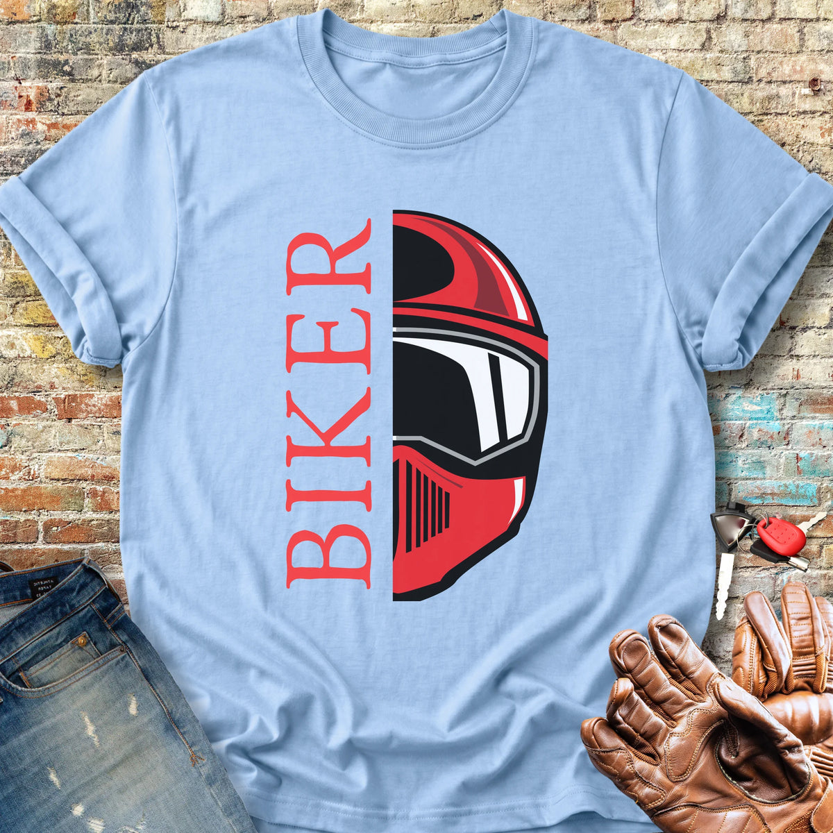 Half Helmet Classic T-Shirt - Light Blue