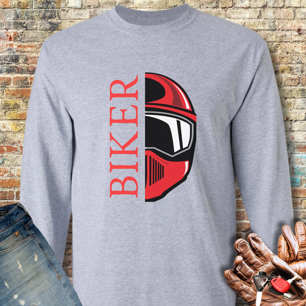 Half Helmet Long Sleeve T-Shirt - Sport Grey