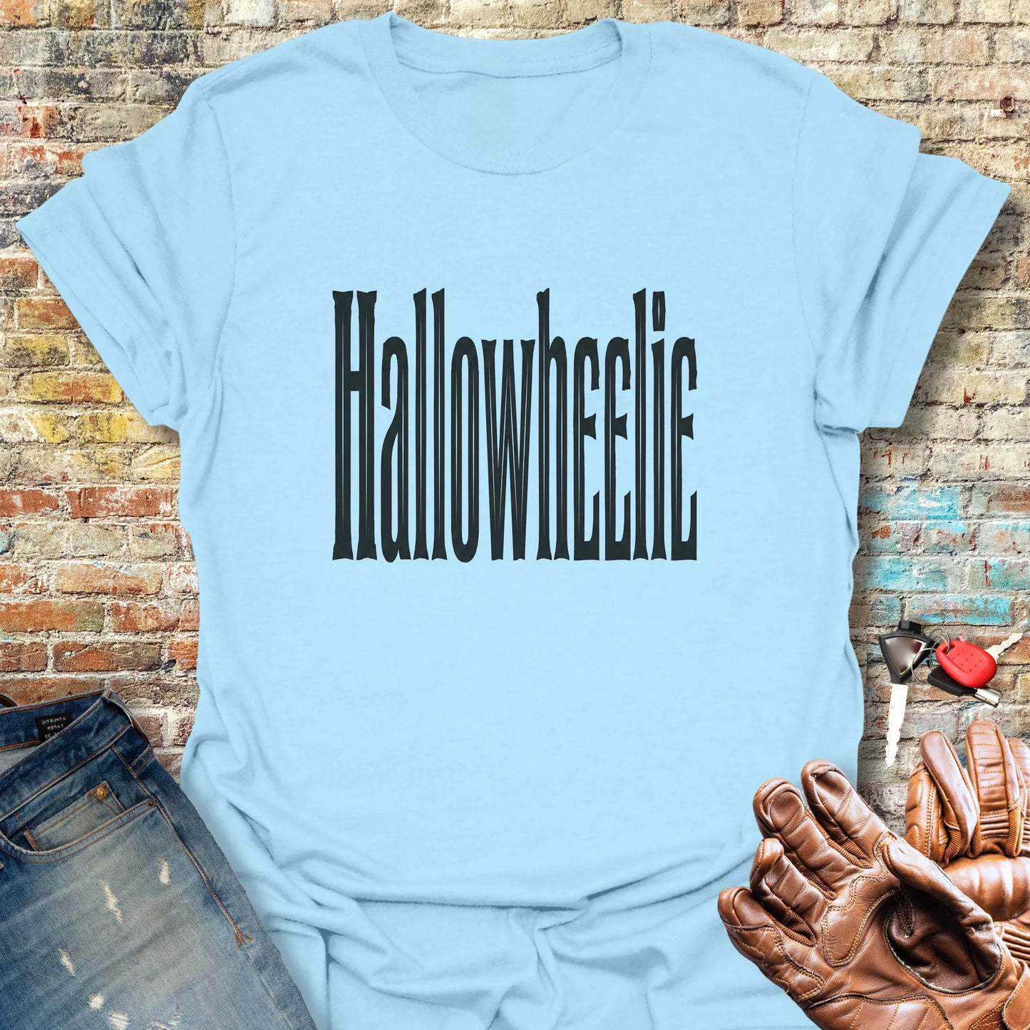 Hallowheelie Block T-Shirt - Light Blue