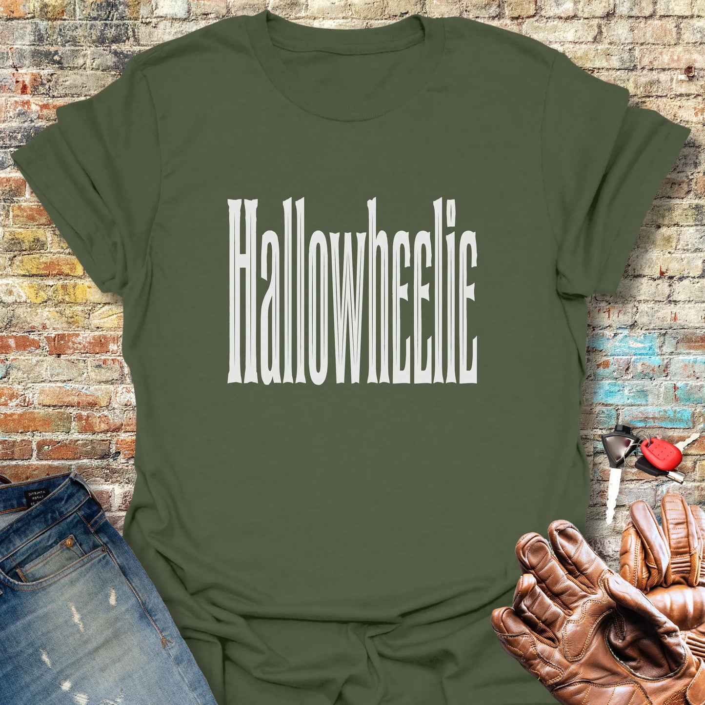 Hallowheelie Block T-Shirt - Military Green