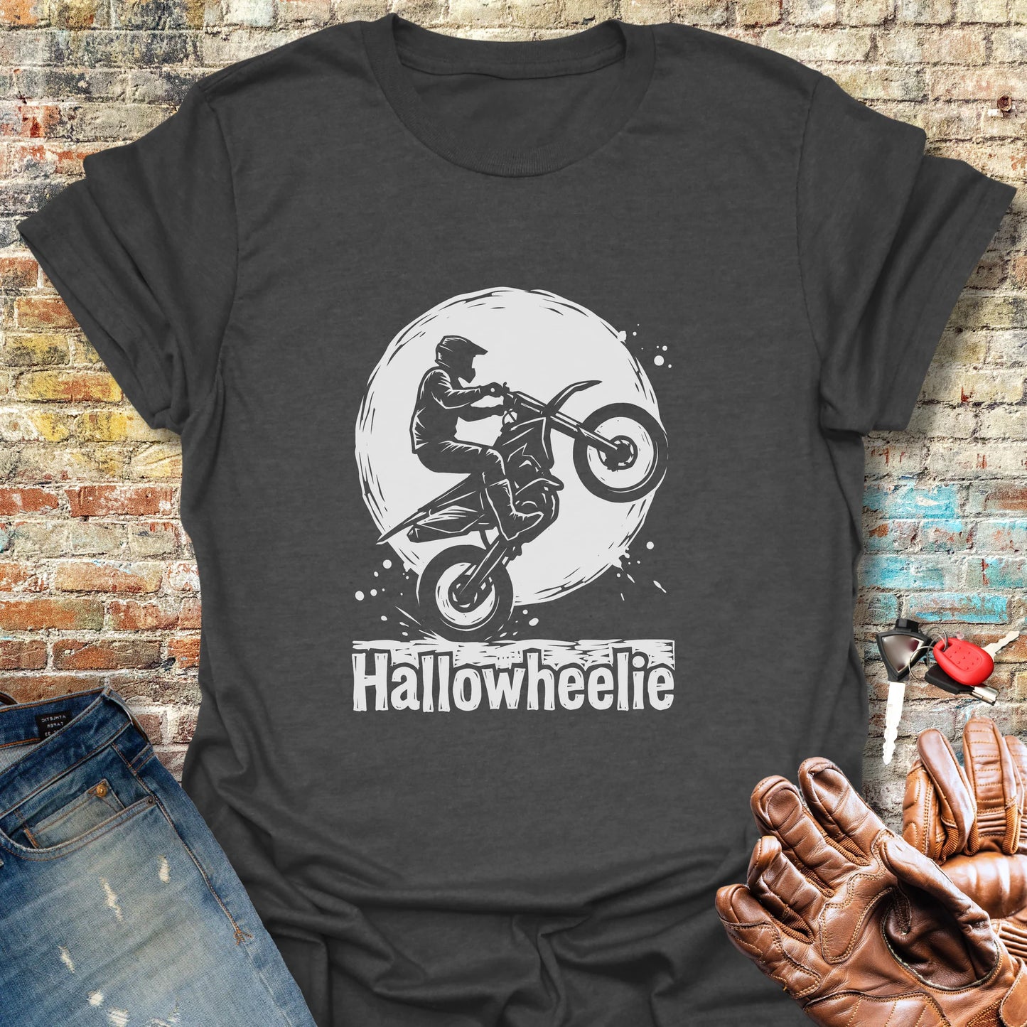 Hallowheelie Moon T-Shirt - Dark Heather