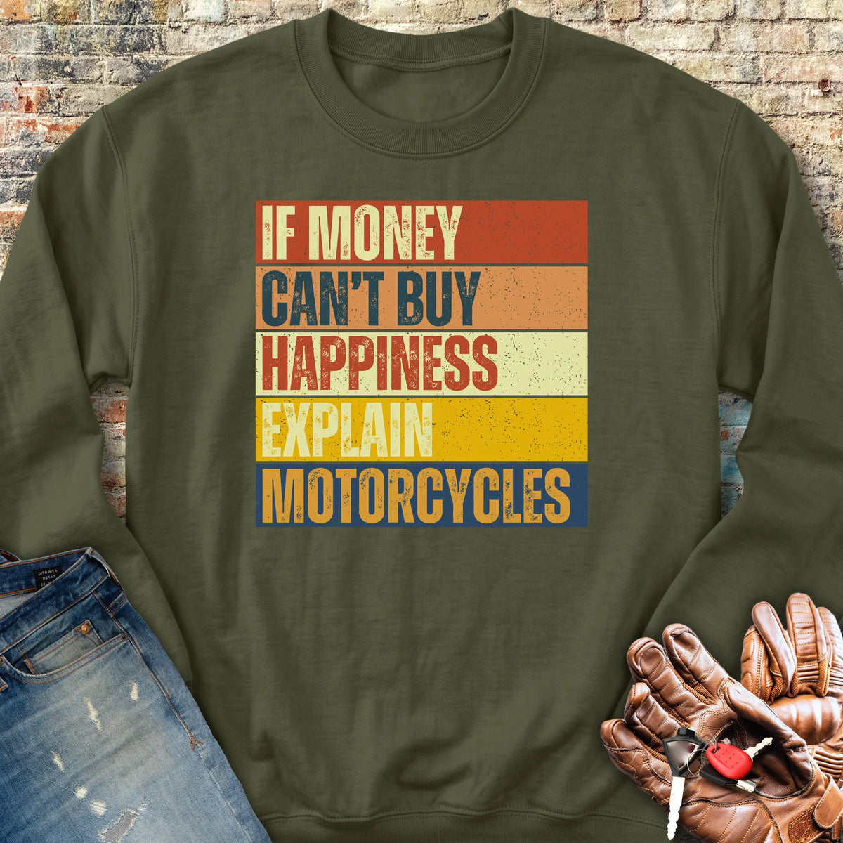 Happiness (Block) Sweatshirt - Military Green