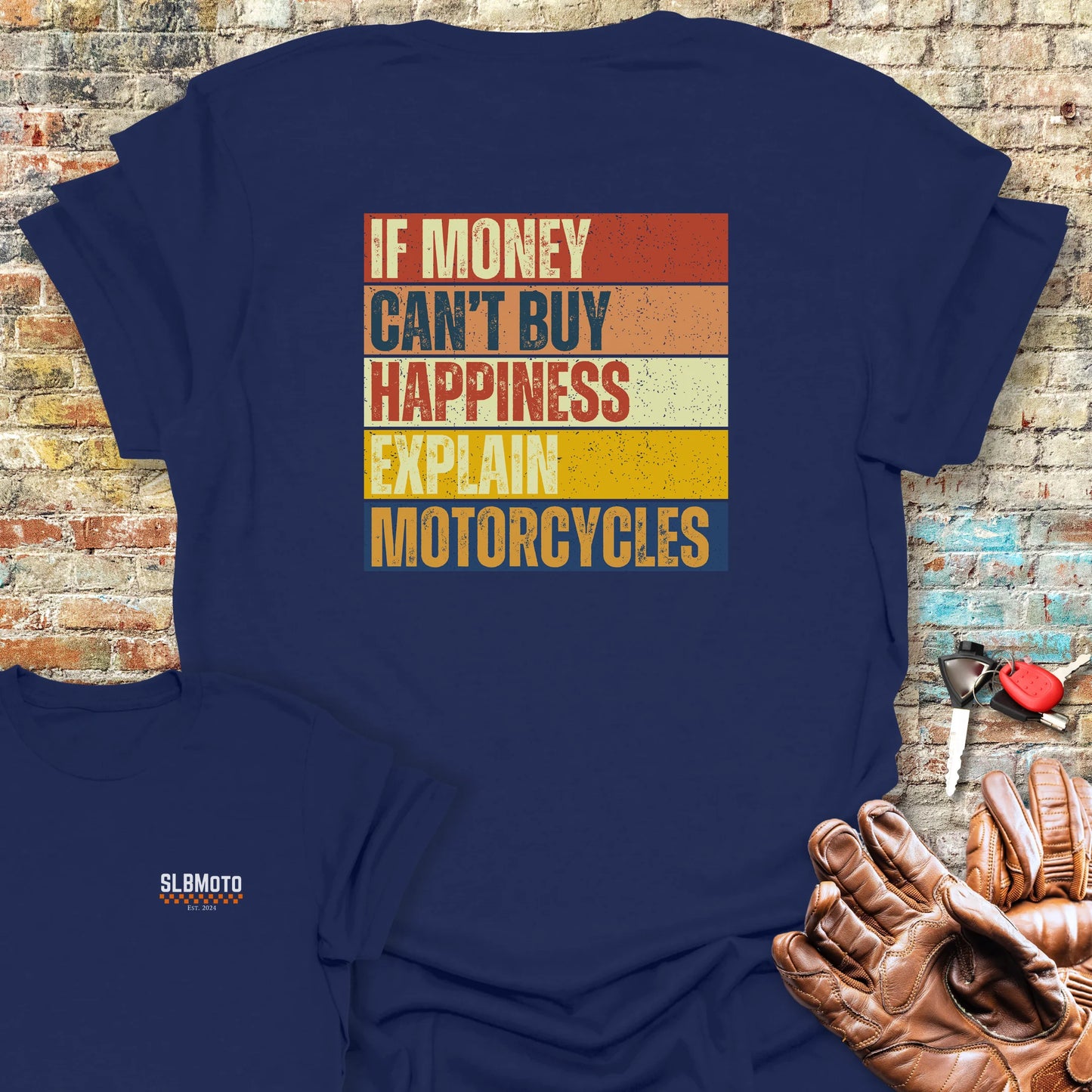 Happiness (Block) Back Print T-Shirt - Navy