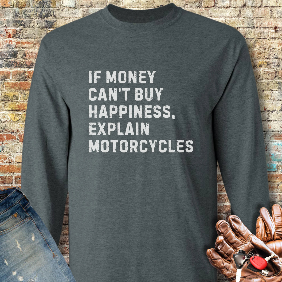 Happiness (Text) Long Sleeve T-Shirt - Dark Heather