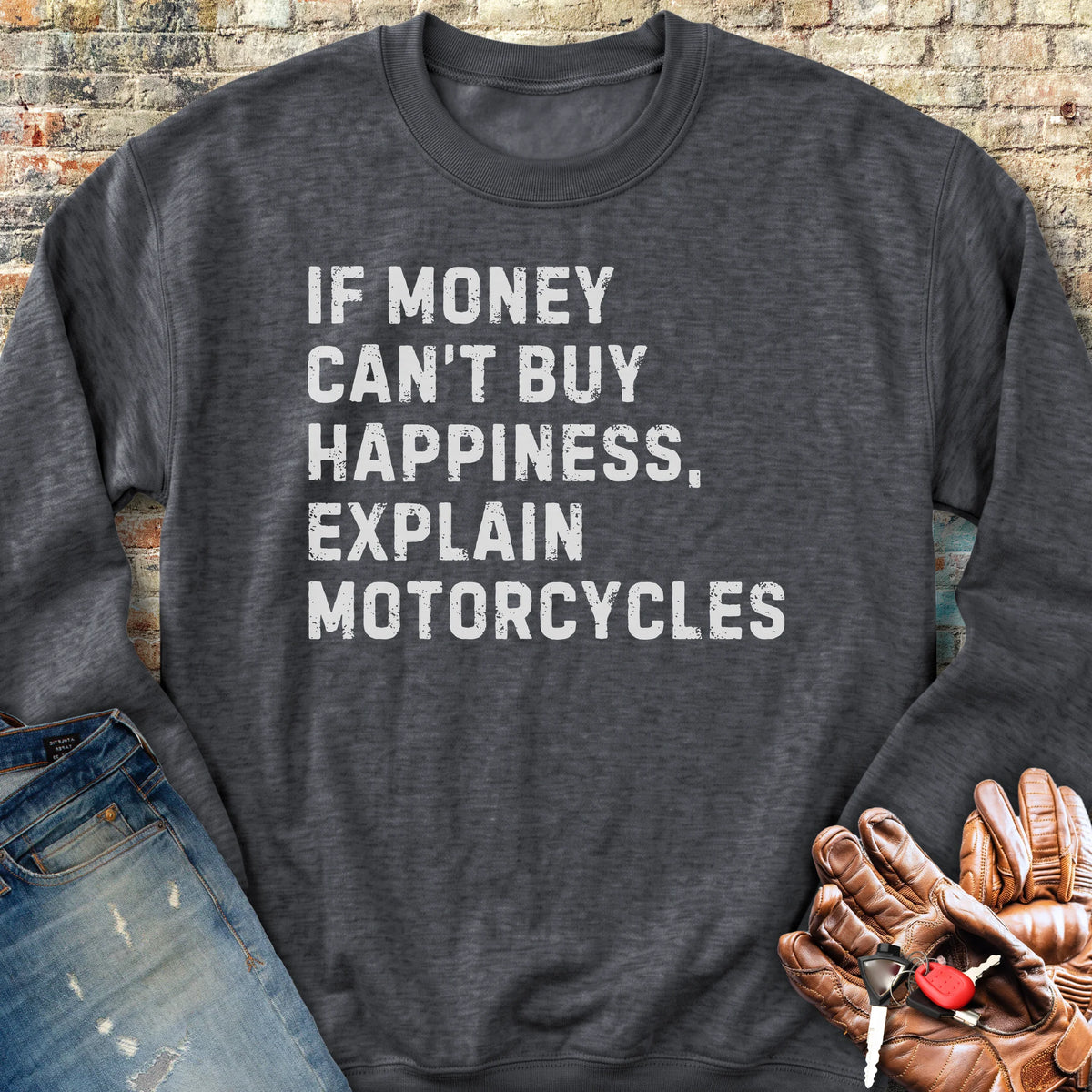 Happiness (Text) Sweatshirt - Dark Heather