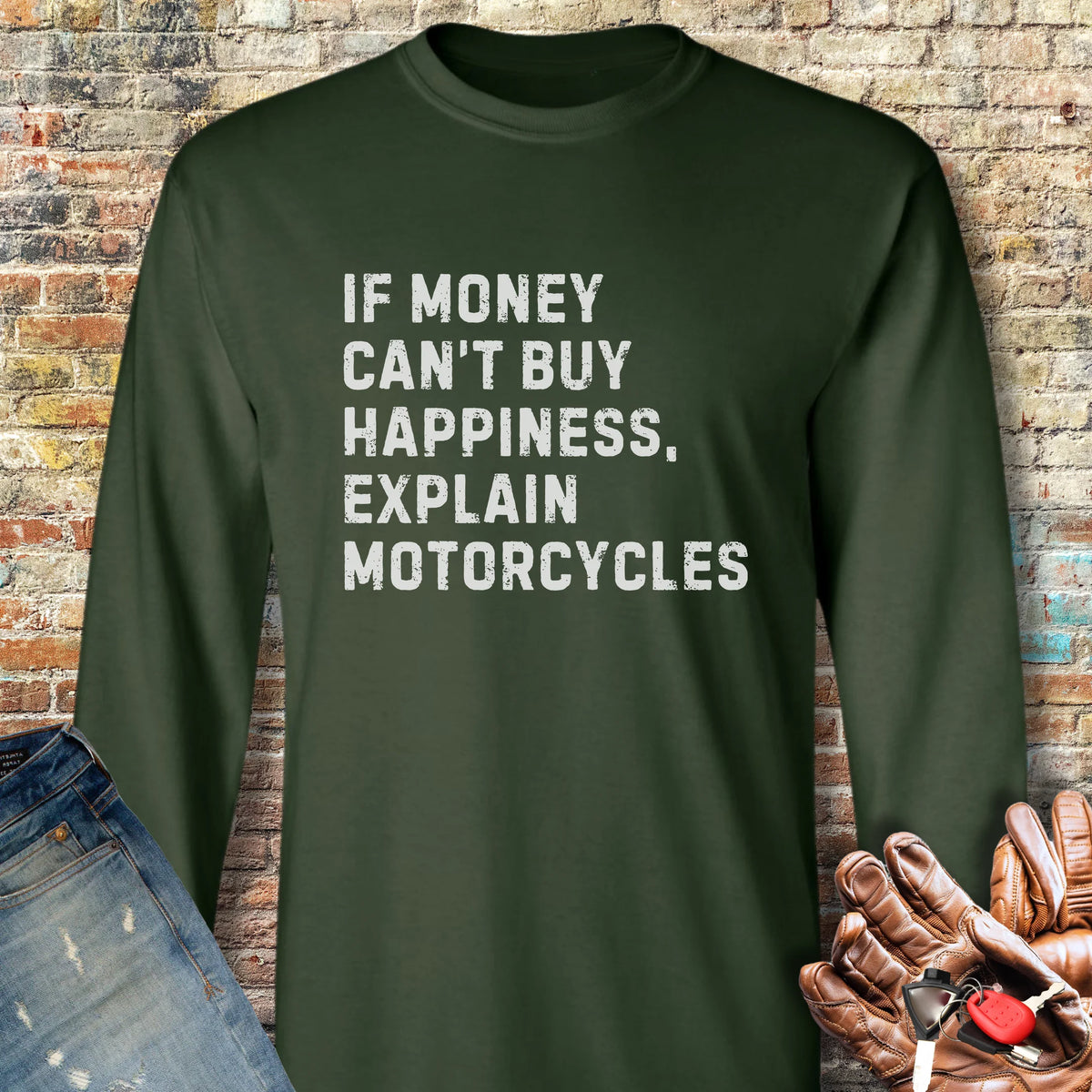 Happiness (Text) Long Sleeve T-Shirt - Forest Green