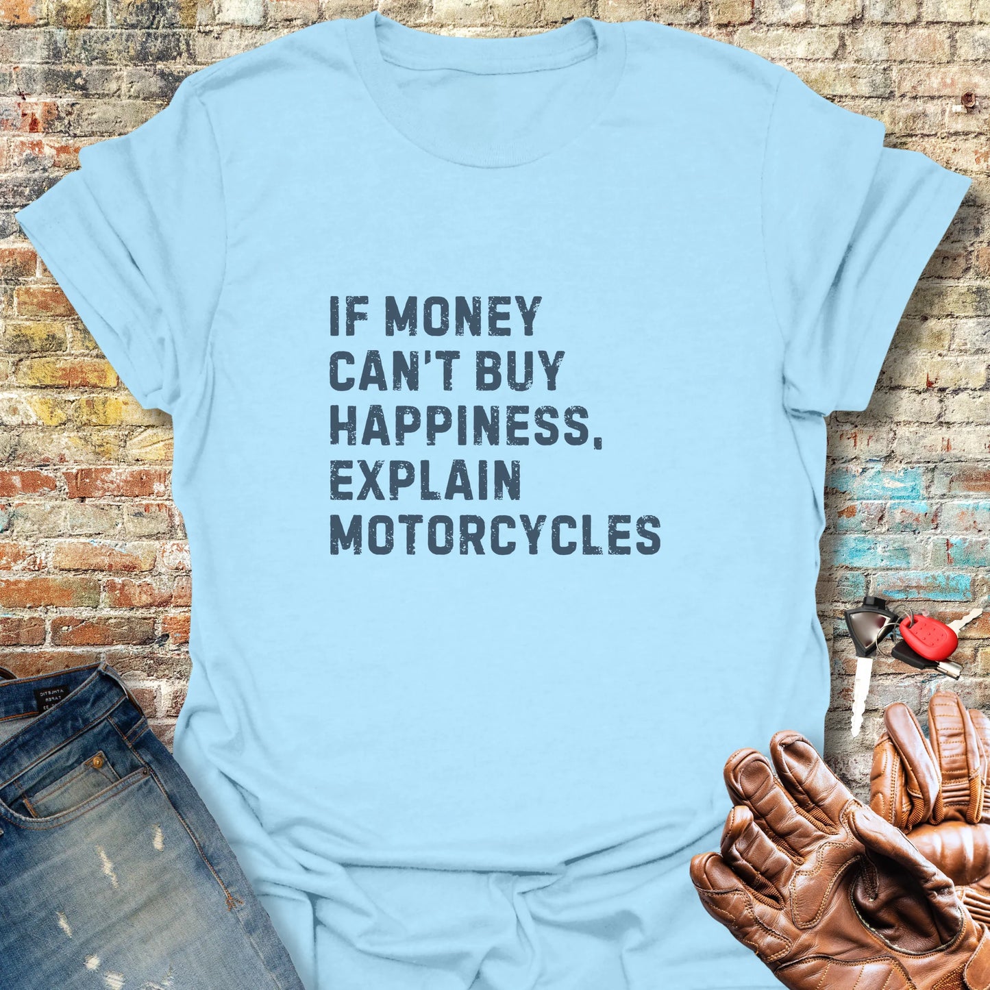 Happiness (Text) T-Shirt - Light Blue