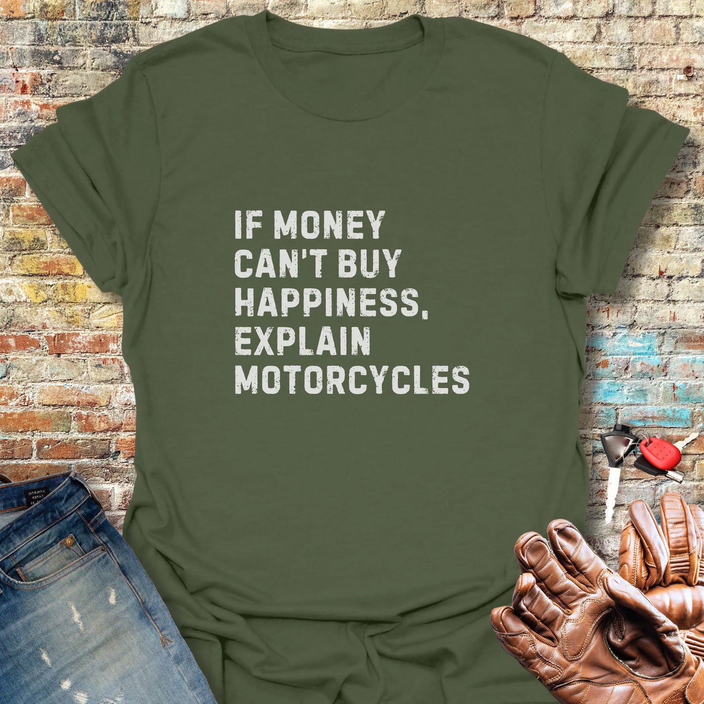 Happiness (Text) T-Shirt - Military Green