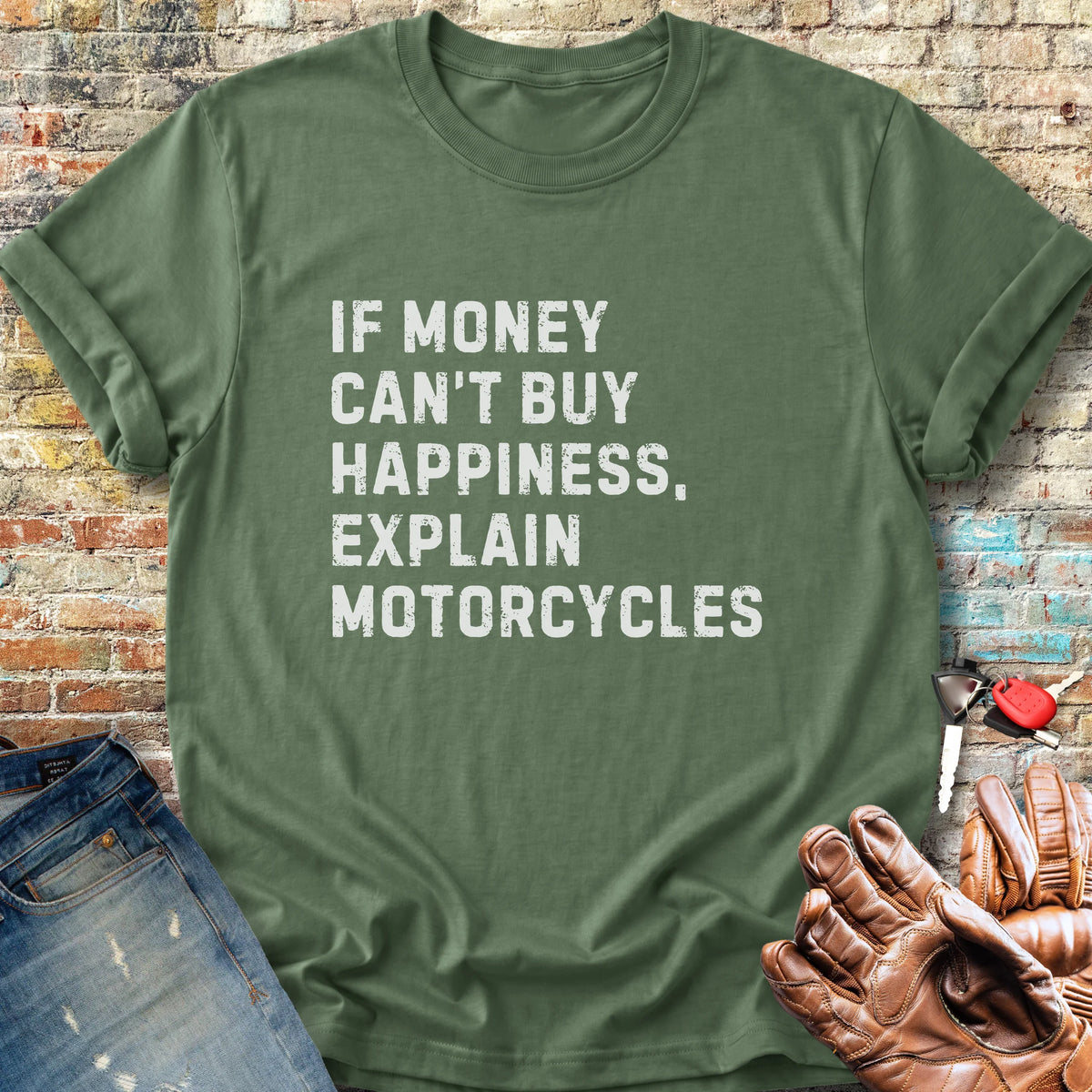 Happiness (Text) Classic T-Shirt - Military Green