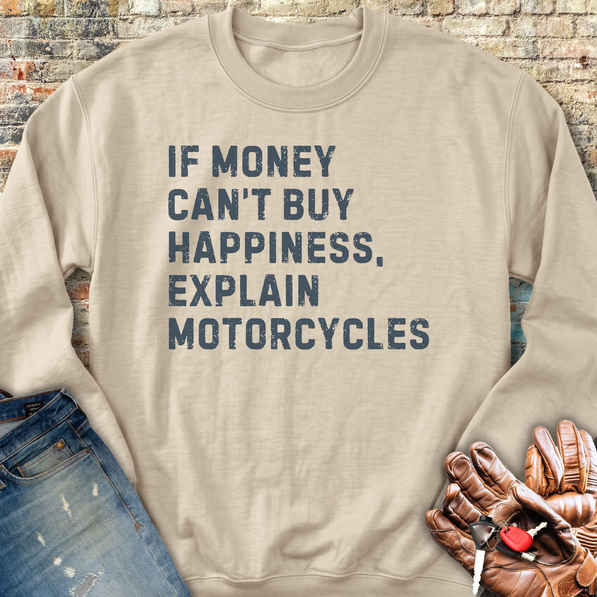 Happiness (Text) Sweatshirt - Sand