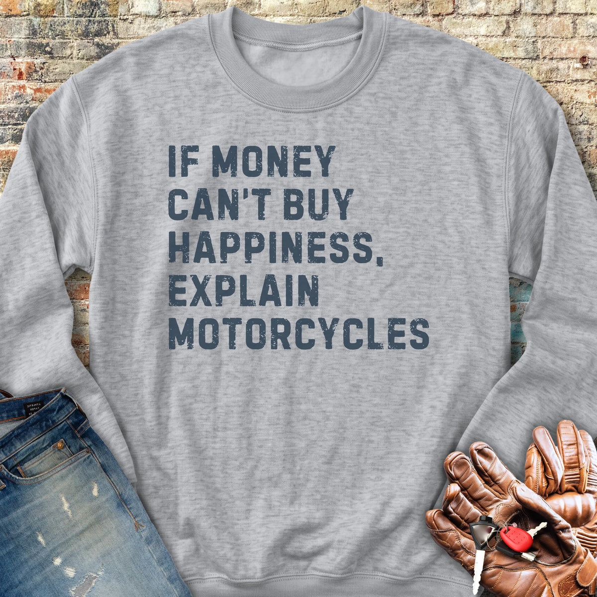 Happiness (Text) Sweatshirt - Sport Grey