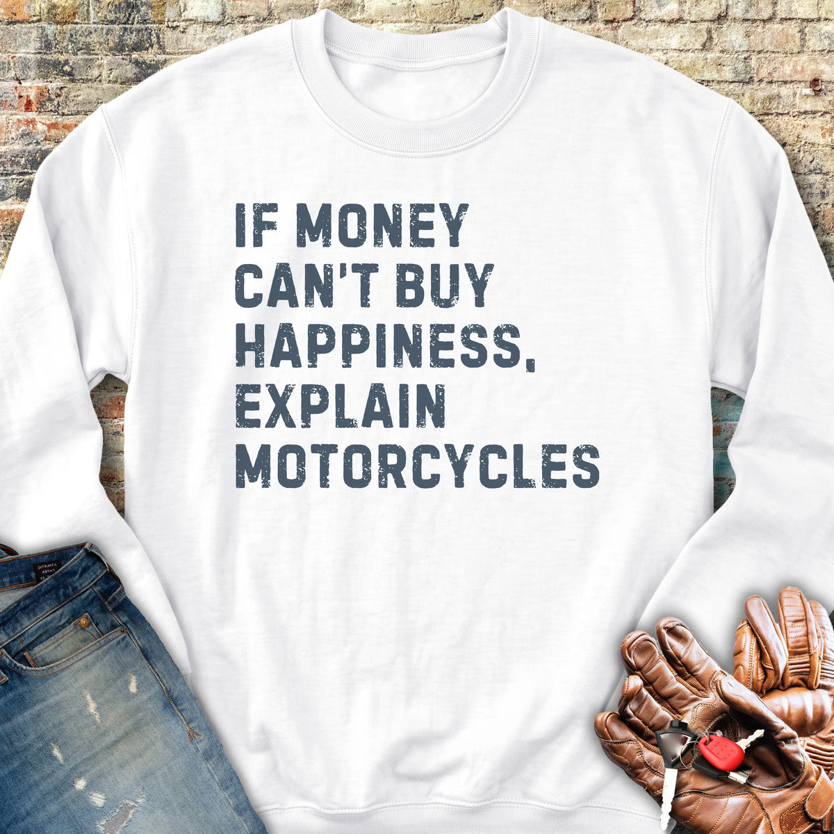 Happiness (Text) Sweatshirt - White