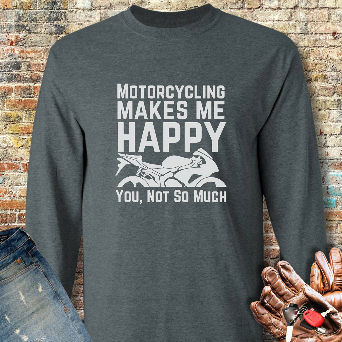 Happy Long Sleeve T-Shirt - Dark Heather