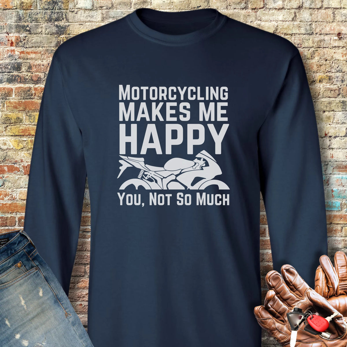 Happy Long Sleeve T-Shirt - Navy