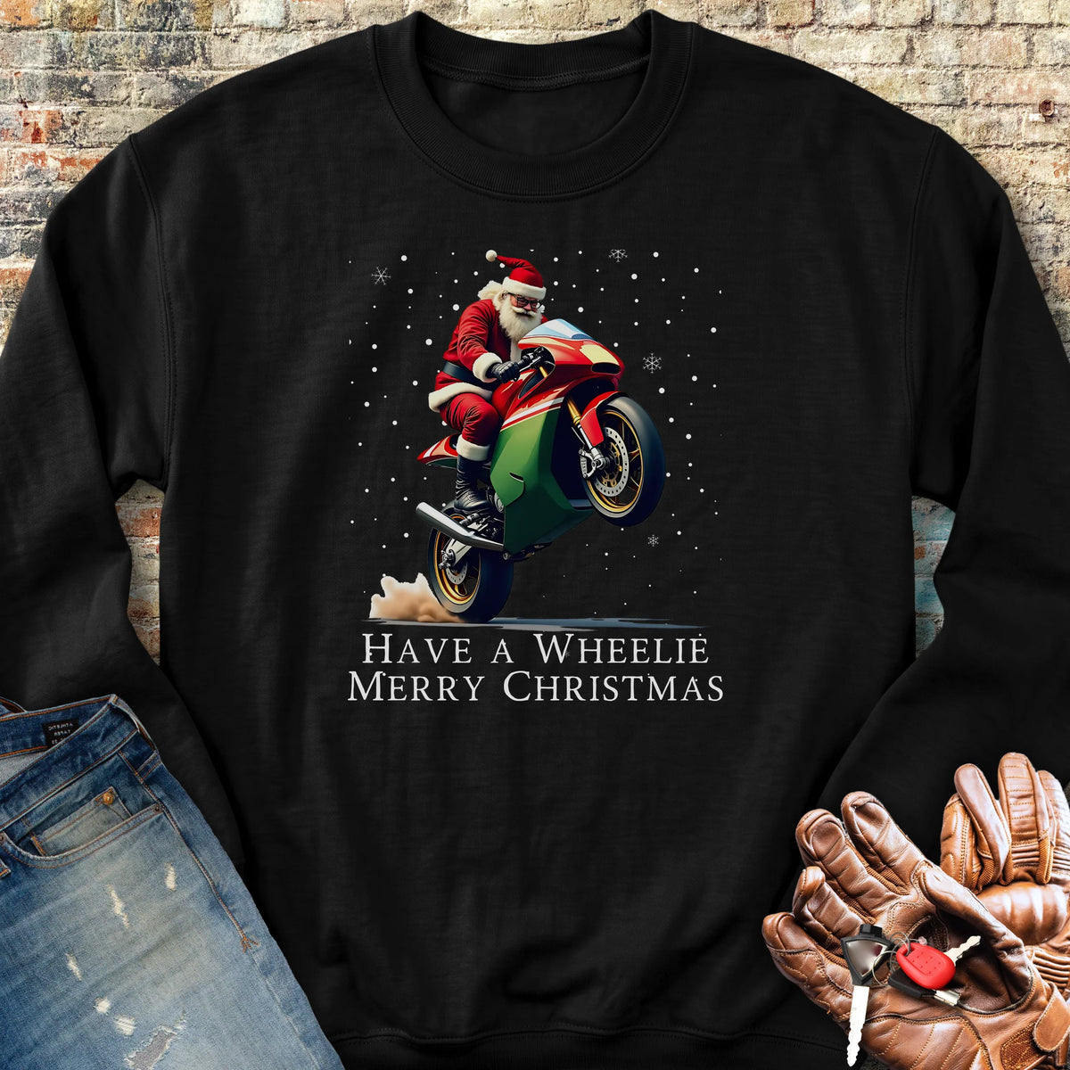 Have a Wheelie Merry Christmas Sweatshirt - Black