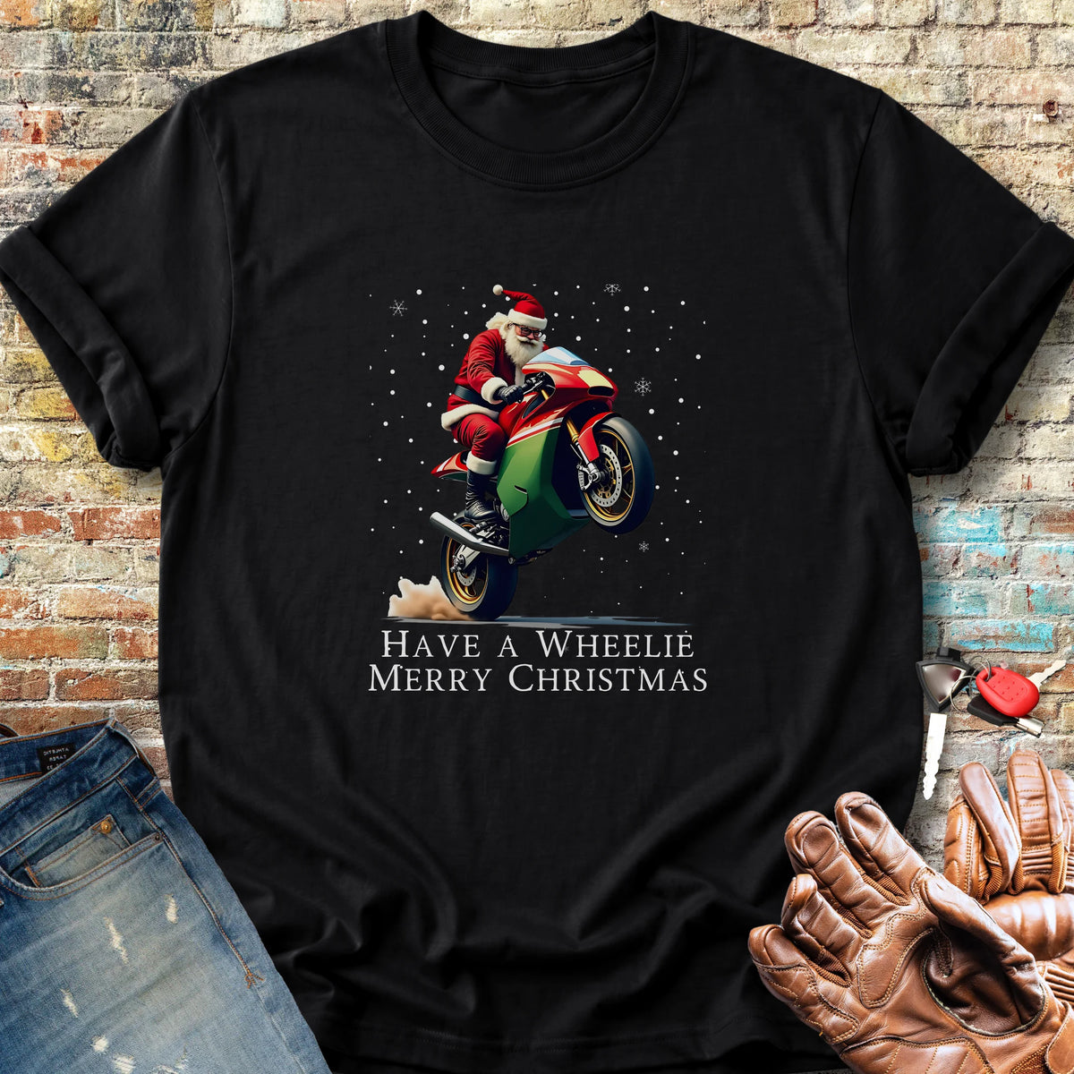 Have a Wheelie Merry Christmas Classic T-Shirt - Black