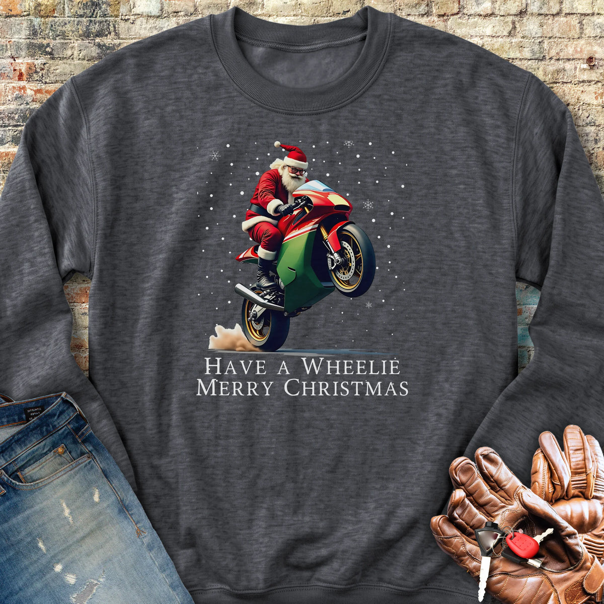 Have a Wheelie Merry Christmas Sweatshirt - Dark Heather