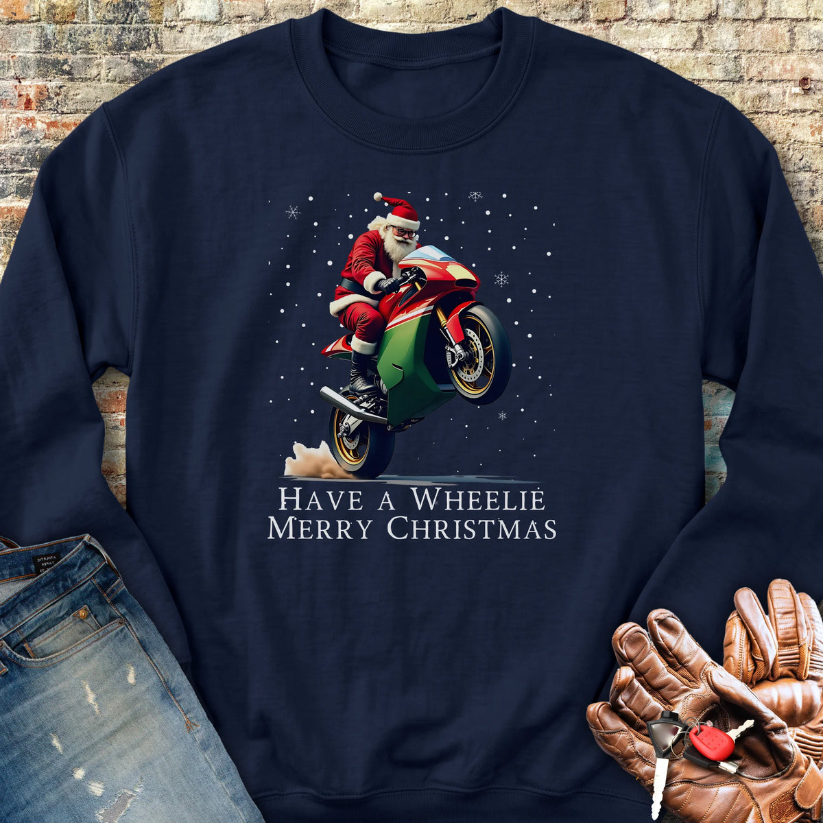 Have a Wheelie Merry Christmas Sweatshirt - Navy