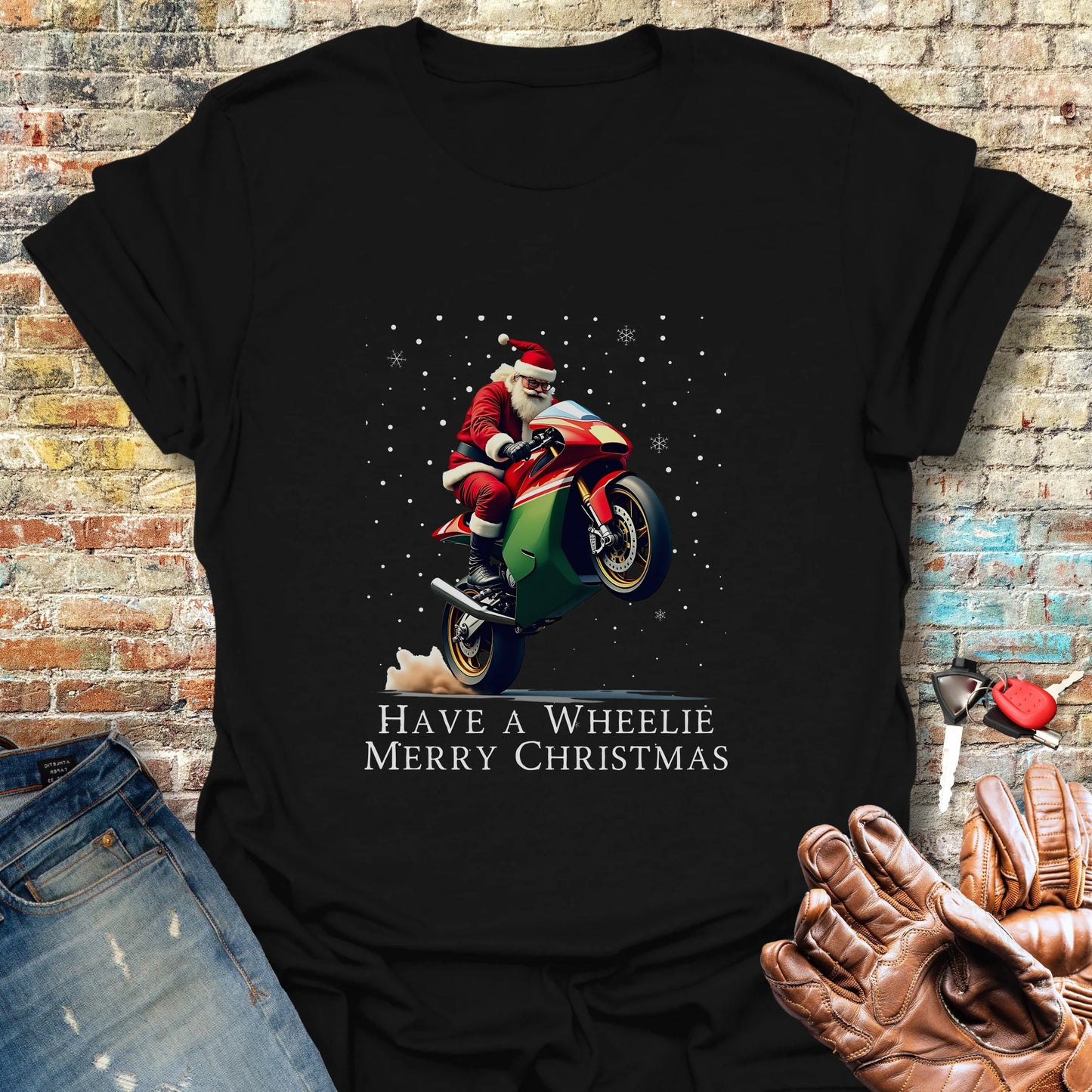 Have a Wheelie Merry Christmas T-Shirt - Black