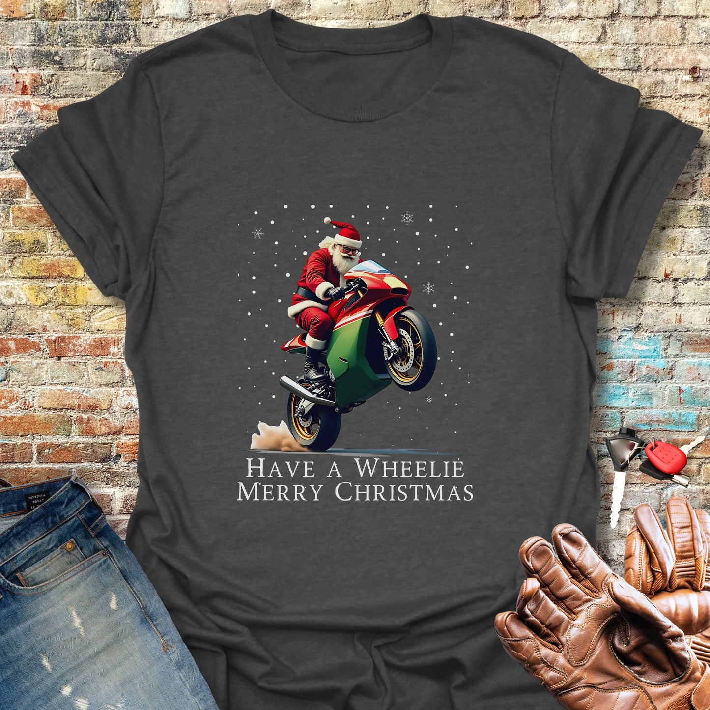 Have a Wheelie Merry Christmas T-Shirt - Dark Heather