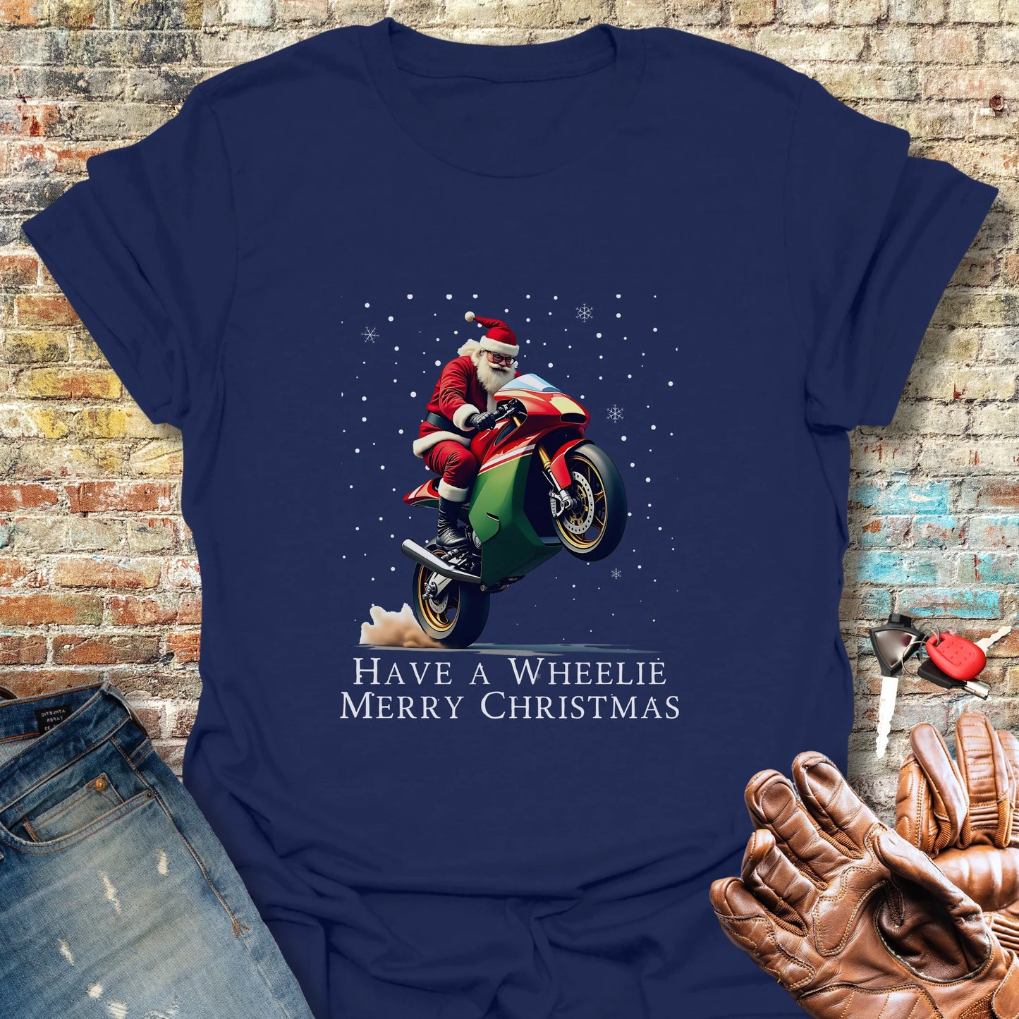 Have a Wheelie Merry Christmas T-Shirt - Navy