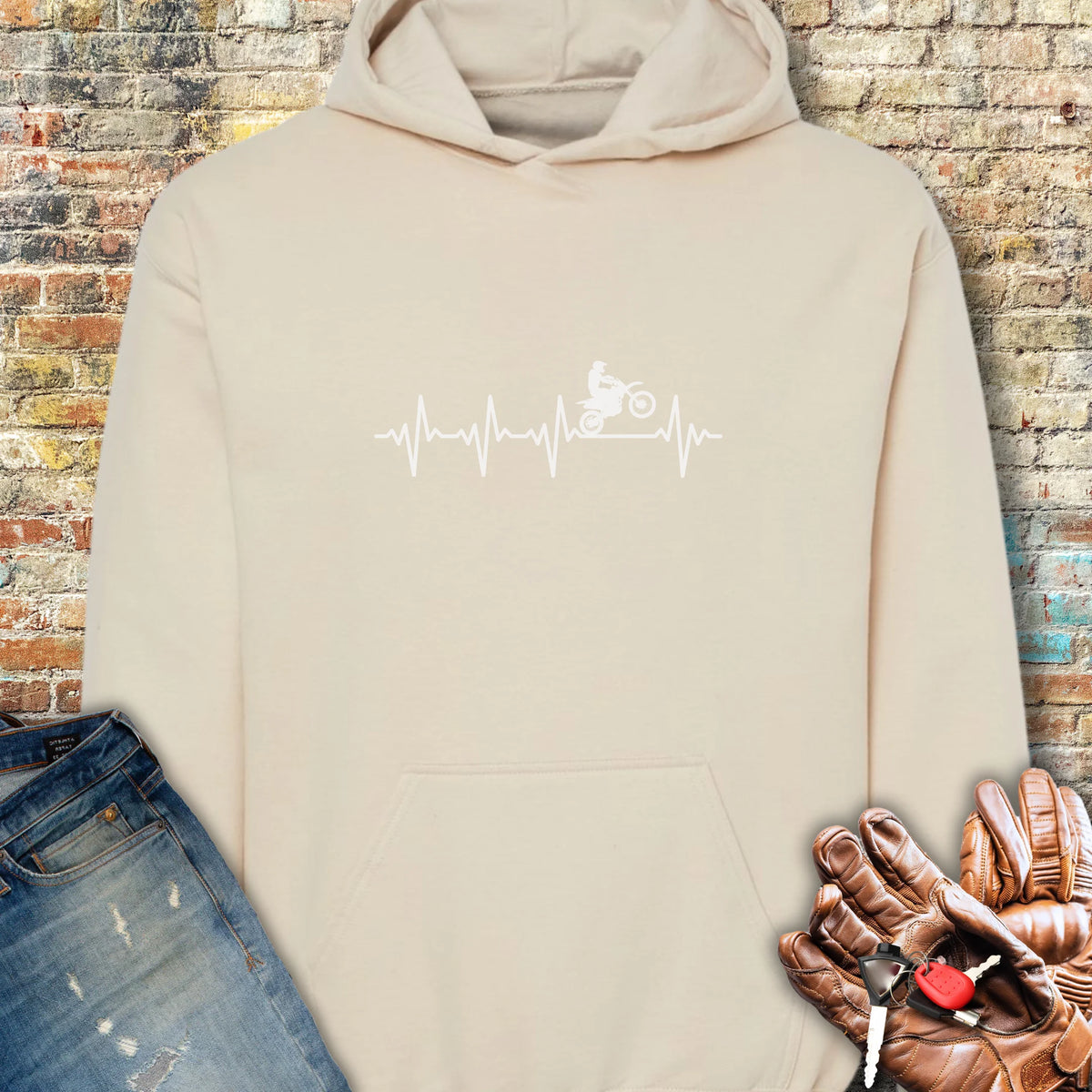 Heartbeat (MotoX) Hoodie - Sand