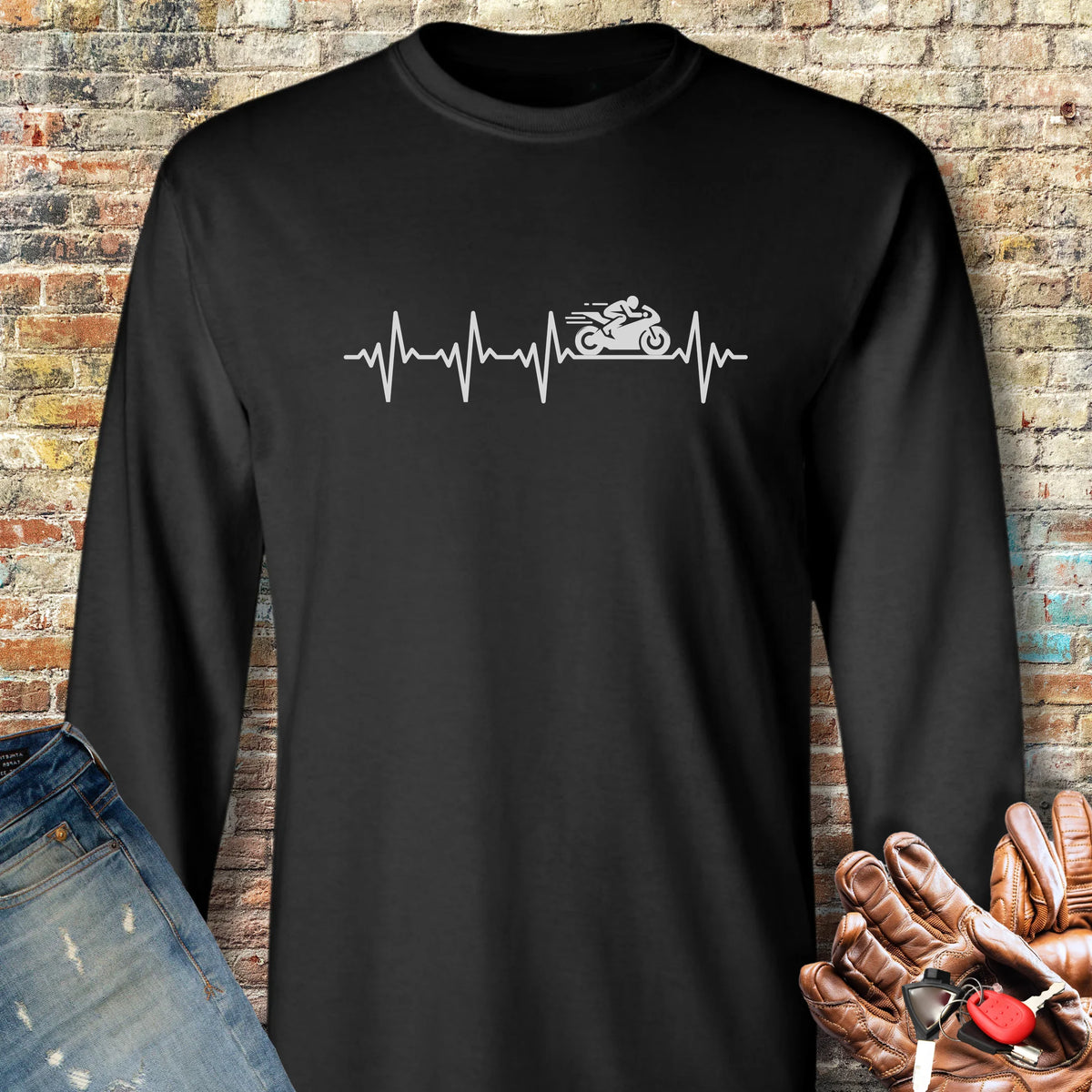 Heartbeat (Sports) Long Sleeve T-Shirt - Black
