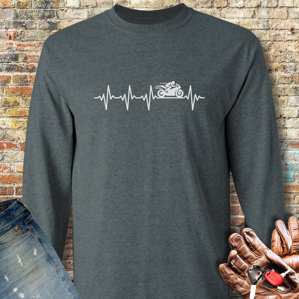 Heartbeat (Sports) Long Sleeve T-Shirt - Dark Heather