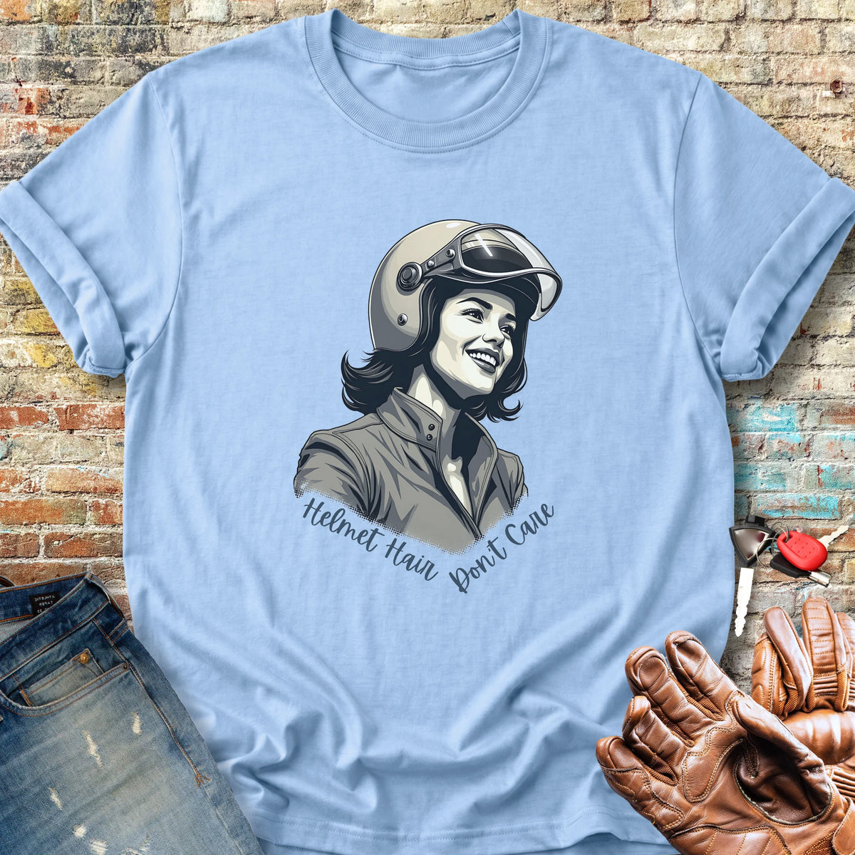 Helmet Hair Classic T-Shirt - Light Blue