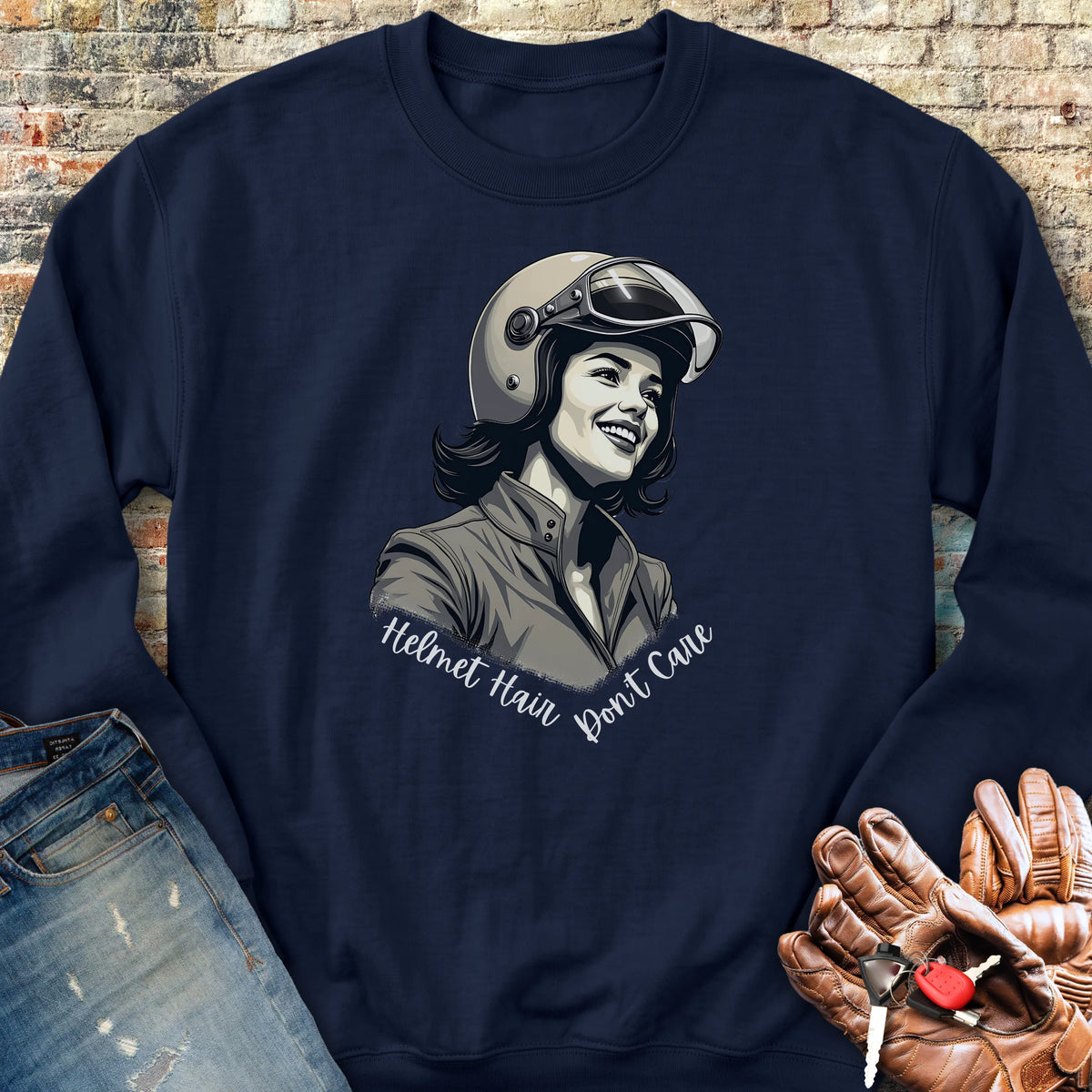 Helmet Hair Sweatshirt - Navy